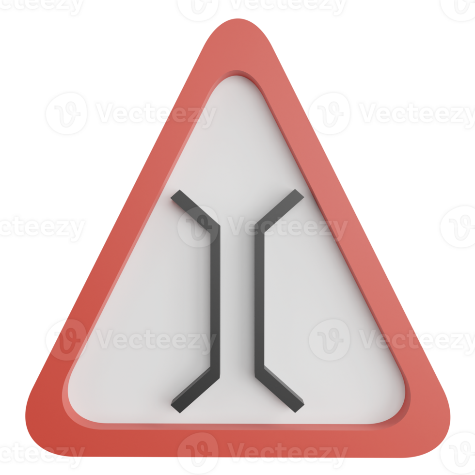 Narrow bridge sign clipart flat design icon isolated on transparent background, 3D render road sign and traffic sign concept png