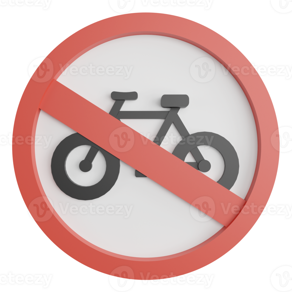 No bicycles sign clipart flat design icon isolated on transparent background, 3D render road sign and traffic sign concept png