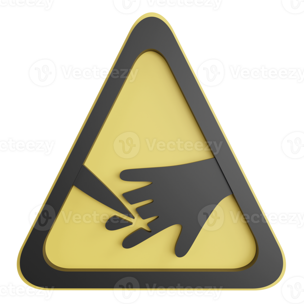 Beware sharp elements sign clipart flat design icon isolated on transparent background, 3D render road sign and traffic sign concept png