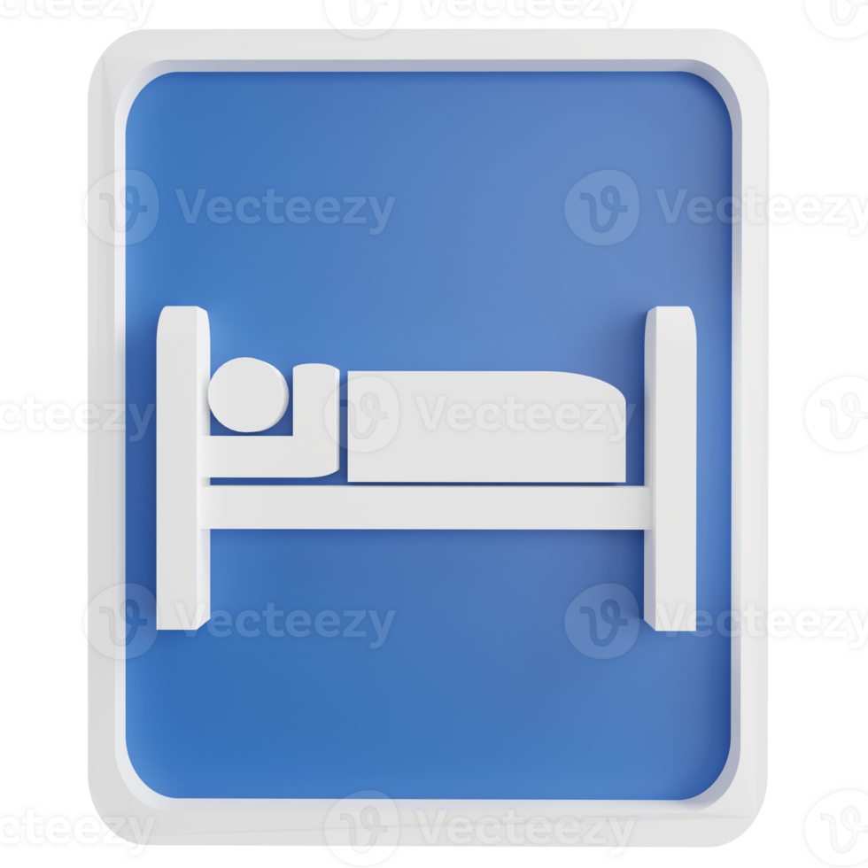 Resting place sign clipart flat design icon isolated on transparent background, 3D render road sign and traffic sign concept png