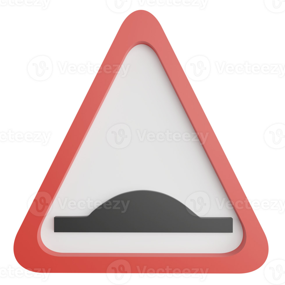 Hump road sign clipart flat design icon isolated on transparent background, 3D render road sign and traffic sign concept png