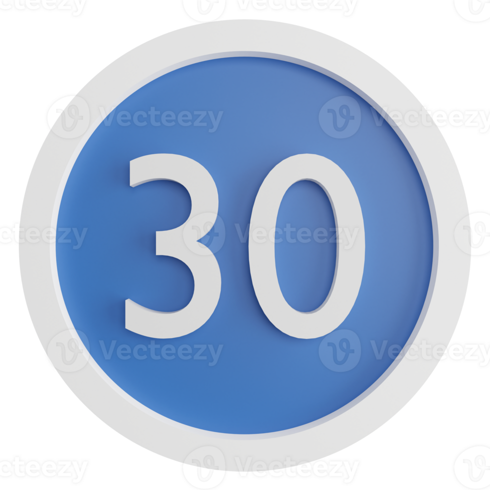 30 minimum speed limit sign clipart flat design icon isolated on transparent background, 3D render road sign and traffic sign concept png