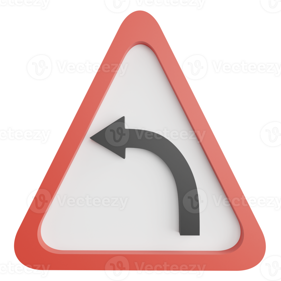 la gauche courbe signe clipart plat conception icône isolé sur transparent arrière-plan, 3d rendre route signe et circulation signe concept png