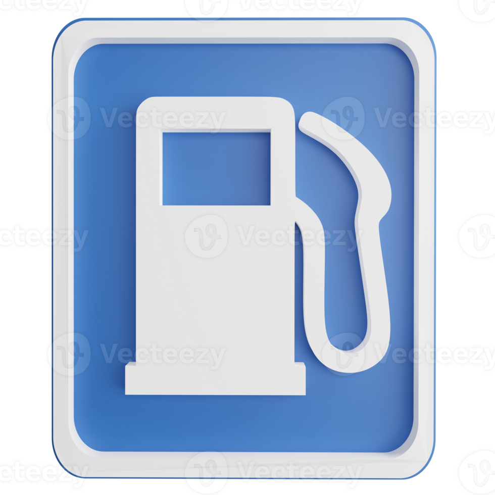 Petrol pump sign clipart flat design icon isolated on transparent background, 3D render road sign and traffic sign concept png