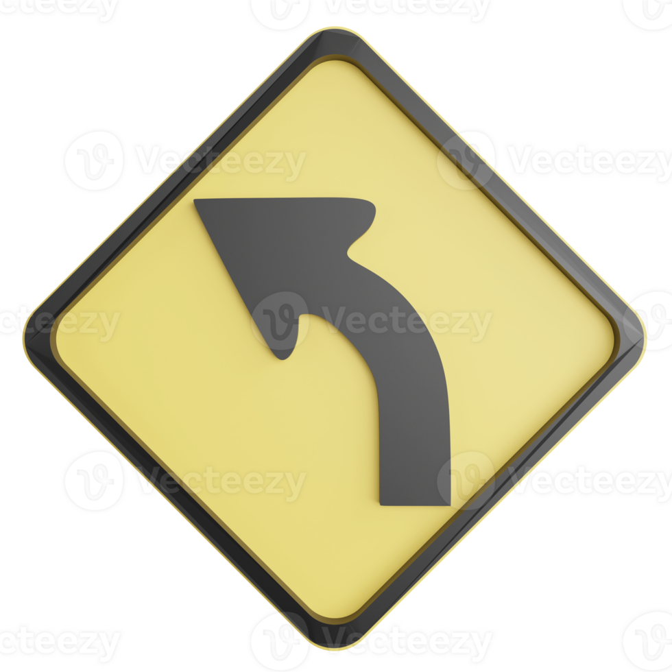 kromme teken clip art vlak ontwerp icoon geïsoleerd Aan transparant achtergrond, 3d geven weg teken en verkeer teken concept png