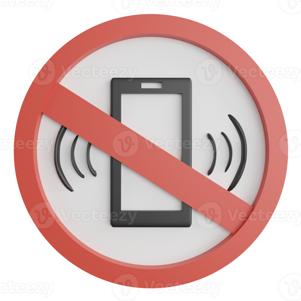 No phone sign clipart flat design icon isolated on transparent background, 3D render road sign and traffic sign concept png