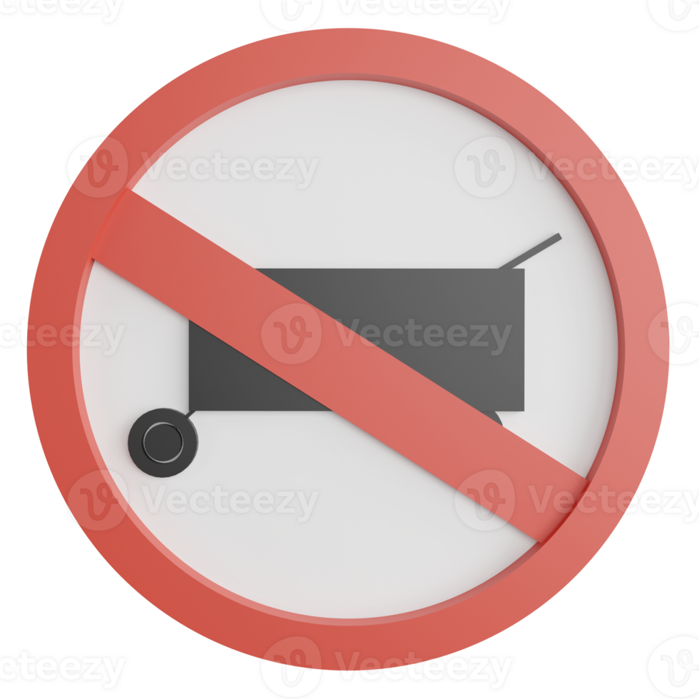 No cart sign clipart flat design icon isolated on transparent background, 3D render road sign and traffic sign concept png