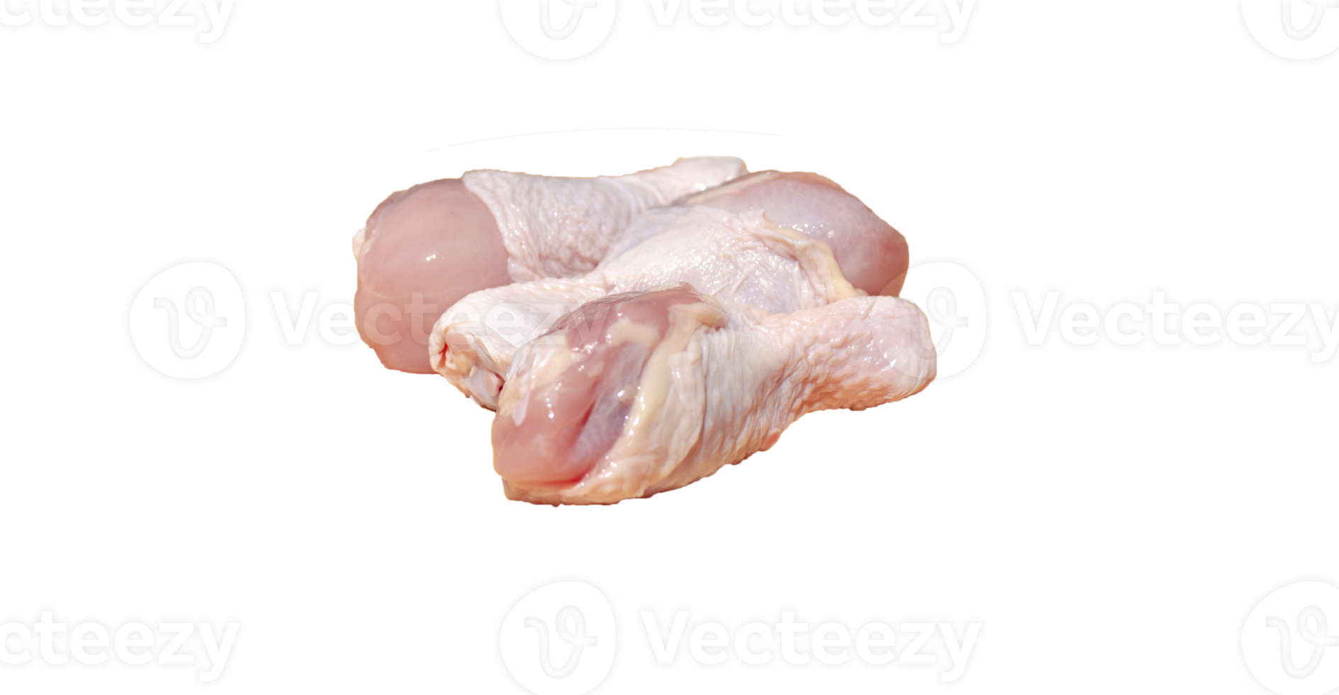 Raw fresh chicken wings or drumsticks chicken on transparent background. side view png