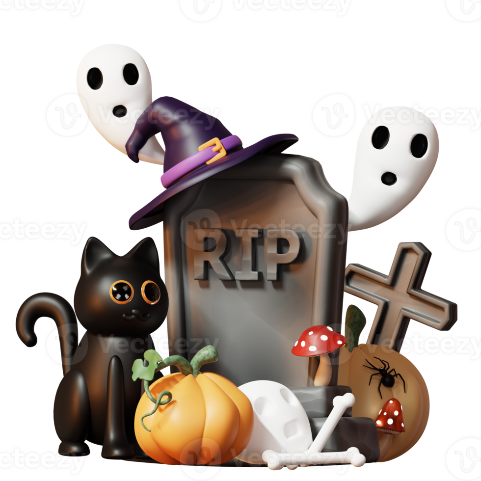 3D Happy Halloween Illustration png