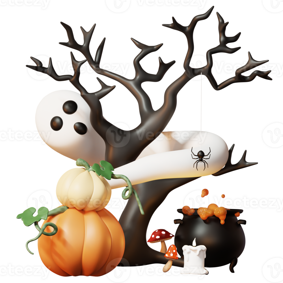 3D Happy Halloween Illustration png