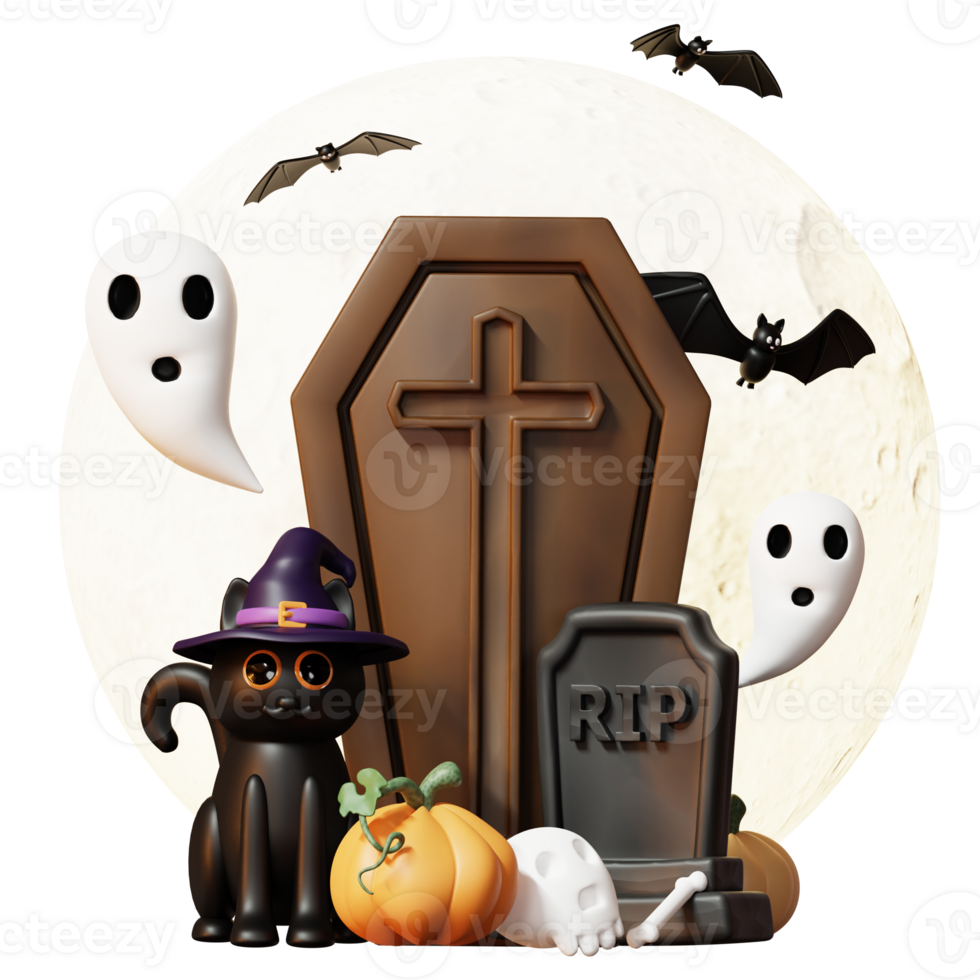 3D Happy Halloween Illustration png