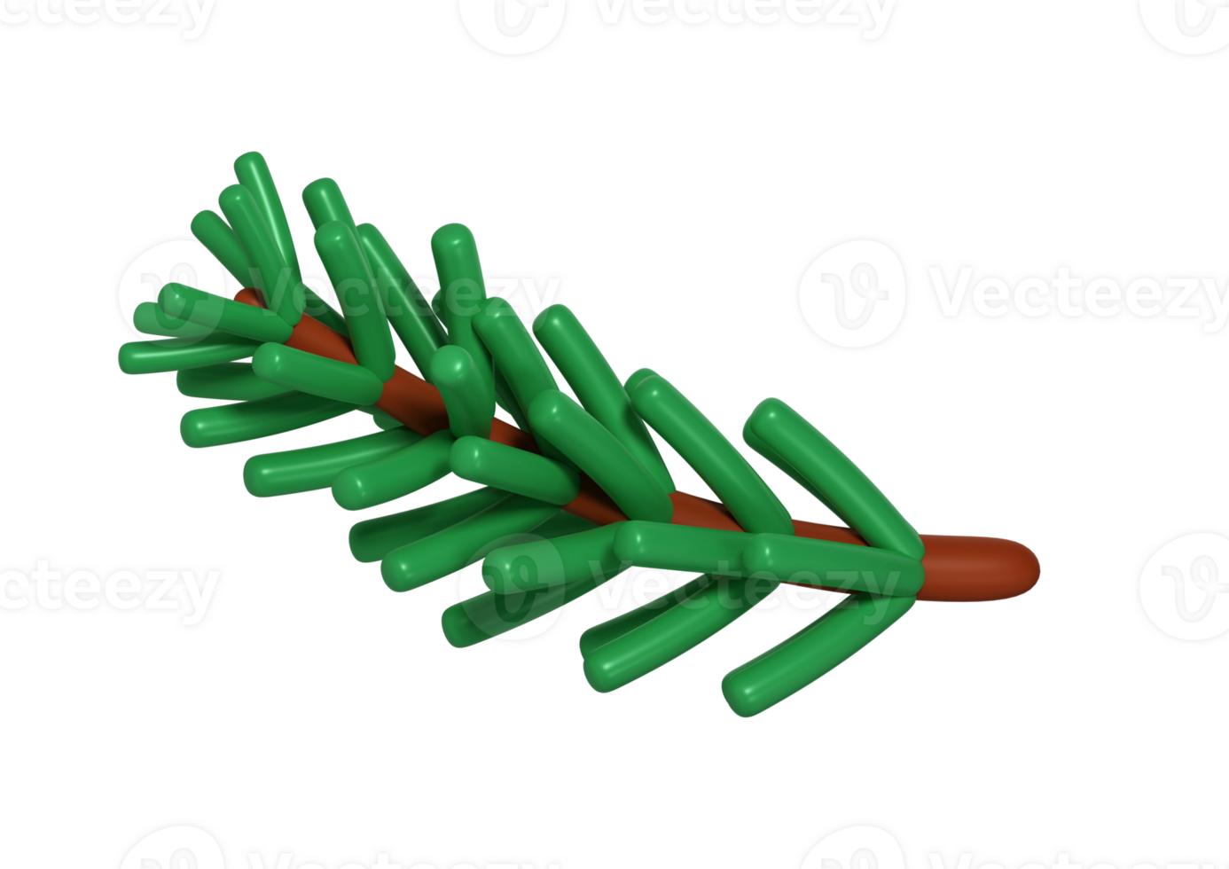 3D Green Lush Spruce Branch Isolated. Render Abstract Evergreen Tree, Fir Branch. Happy New Year Decoration. Merry Christmas Holiday. New Year and Xmas Celebration Illustration png