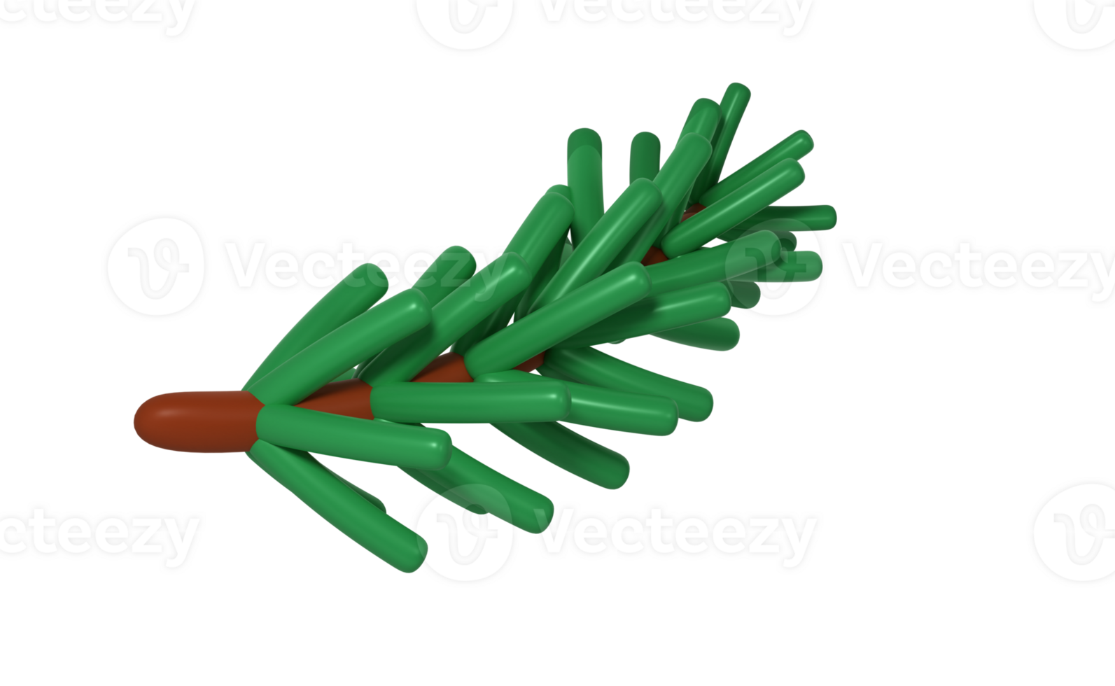 3D Green Lush Spruce Branch Isolated. Render Abstract Evergreen Tree, Fir Branch. Happy New Year Decoration. Merry Christmas Holiday. New Year and Xmas Celebration Illustration png