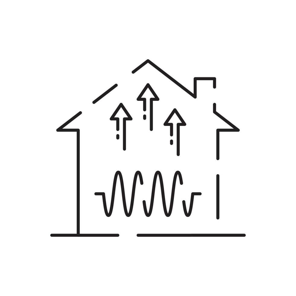 House heating line icon. Underfloor heating outline vector. Thin line black underfloor heating icon, flat vector simple element. Editable smart home concept isolated on white background.