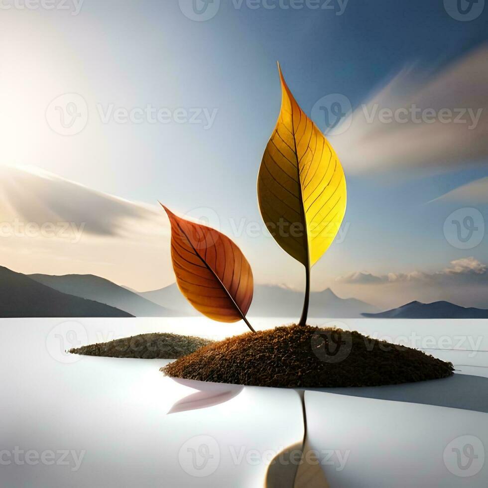 verde hojas con un blanco antecedentes en el mesa son pulcramente arreglado en el reflexión de blanco luz, bueno para utilizar como antecedentes, blogs, sitios web, compañías, etc. generativo ai imagen foto