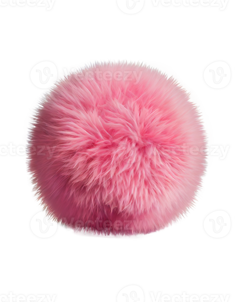 Pink fur ball isolated on transparent background, created with generative AI png