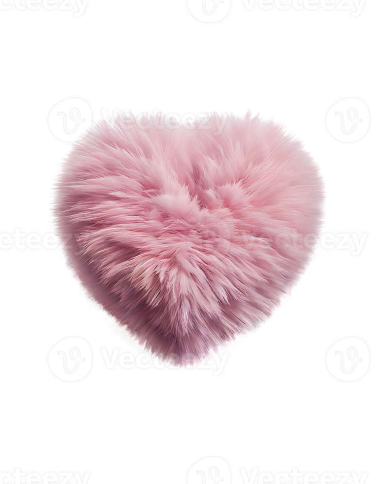 Pink fur heart shape isolated on transparent background, created with generative AI png
