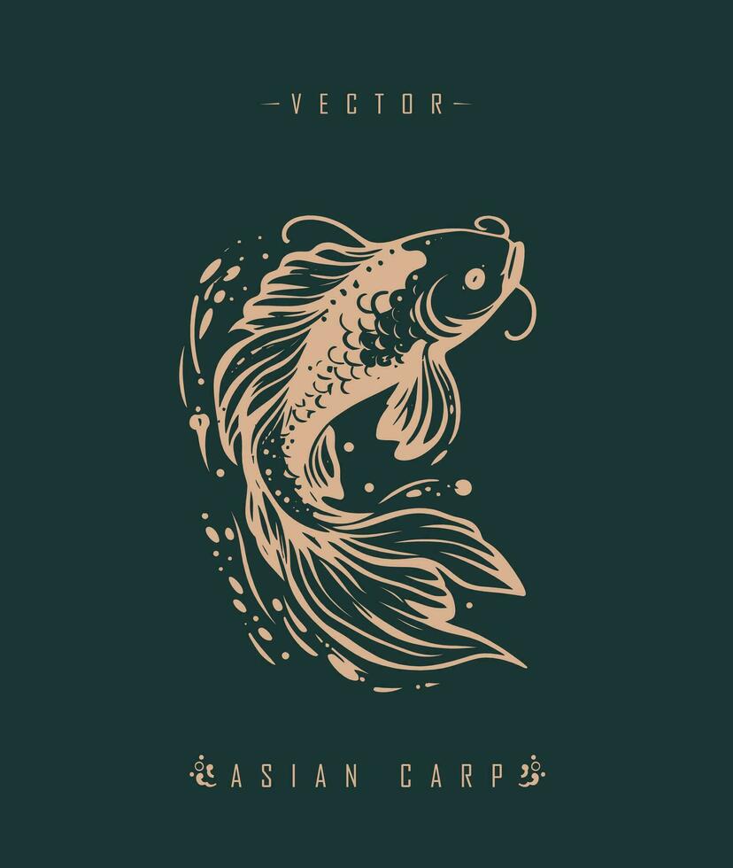 Chinese carp traditional art form vector