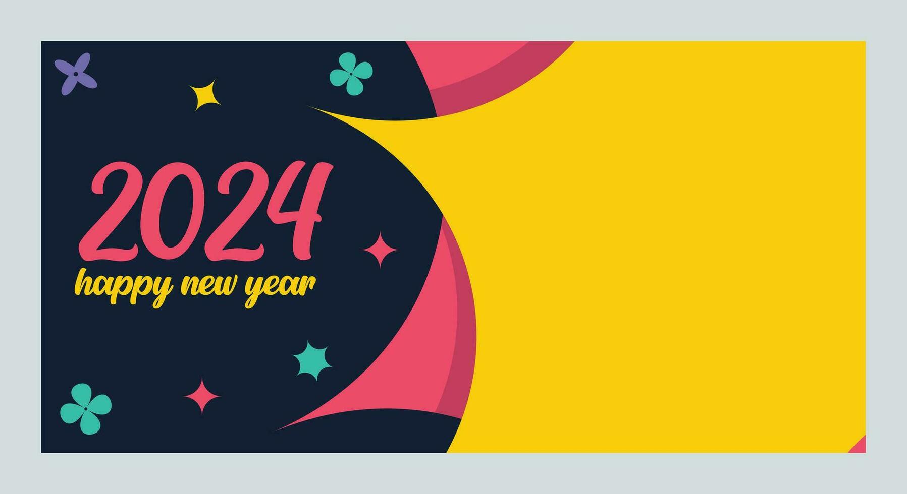 Happy New Year 2024 with colorful Minimalistic trendy design. Happy New Year 2024 square template. greeting background designs, New Year, and social media promotional content. Vector illustration