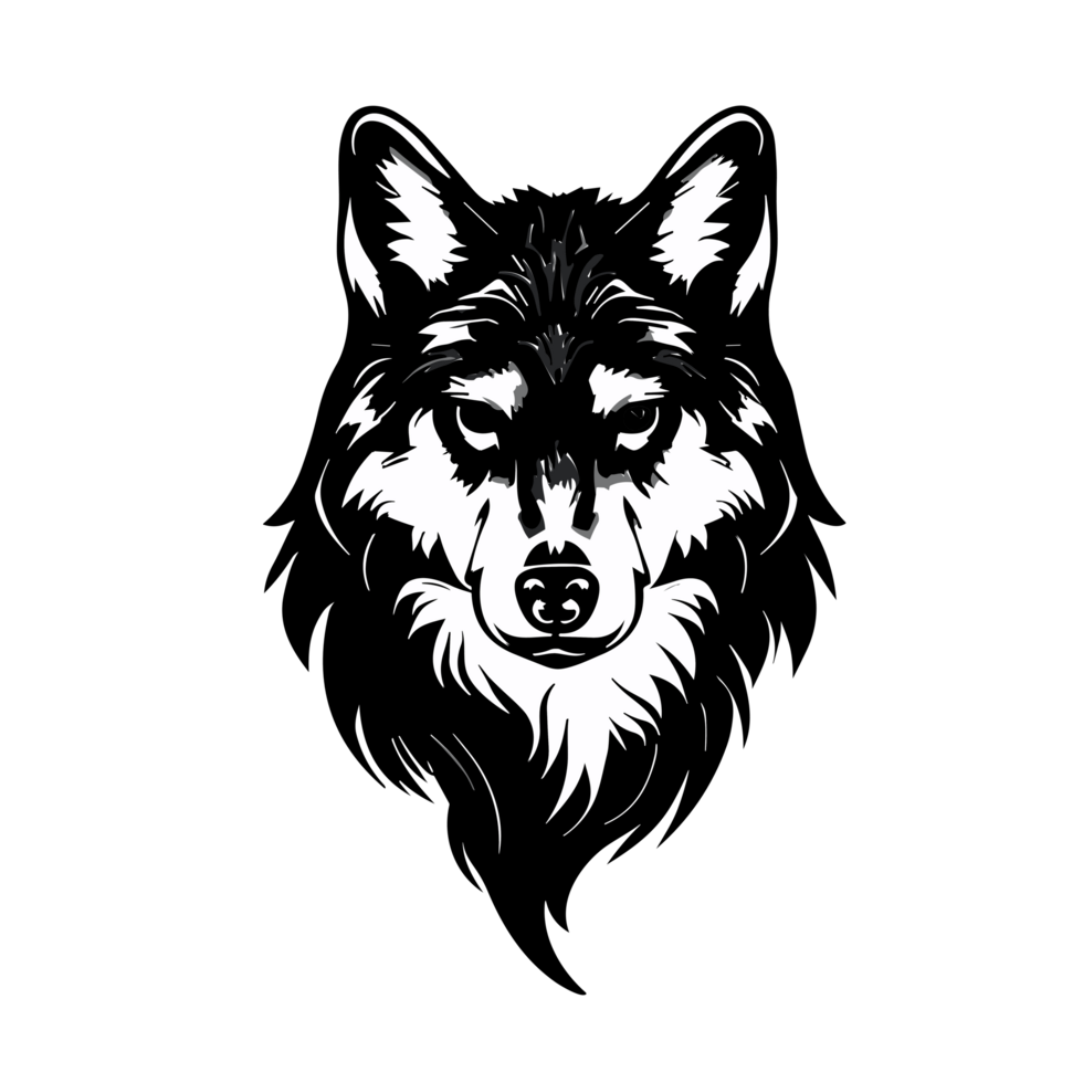 Lobo face transparente fundo, ai generativo png