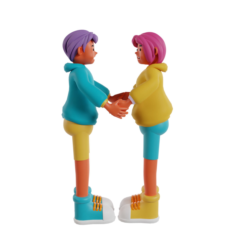 Retro couple 3d render icon png