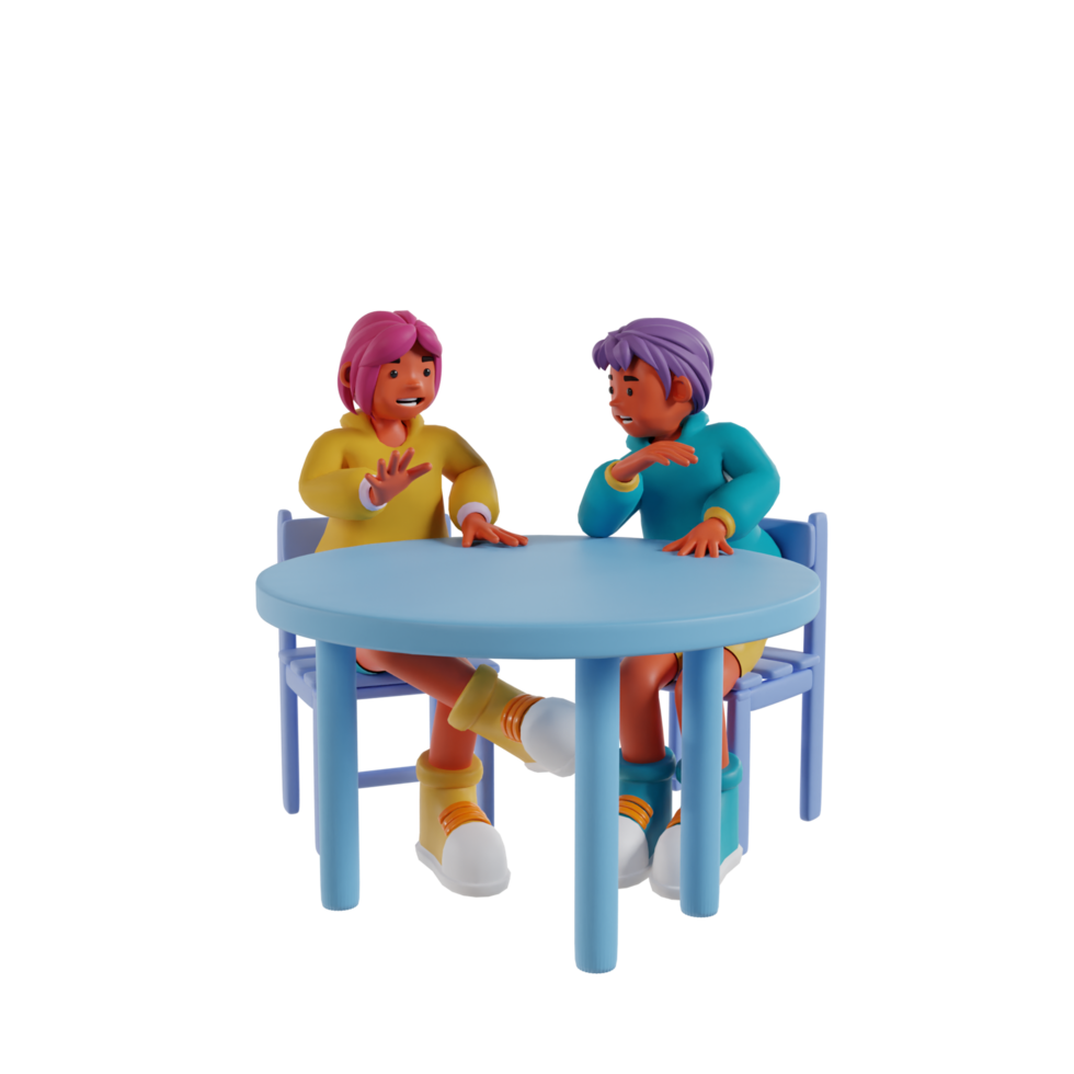 Retro couple 3d render icon png