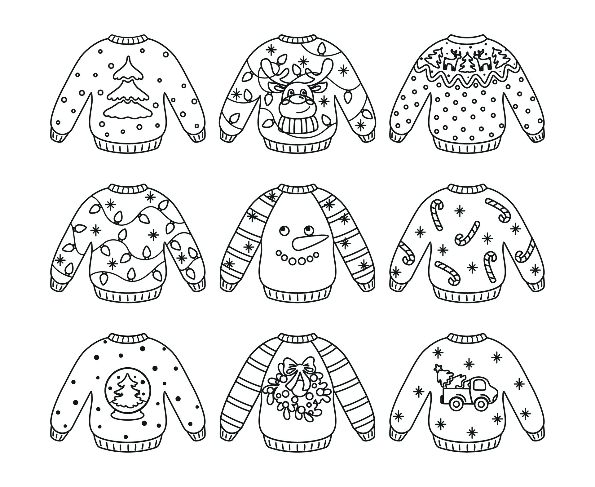 Christmas Sweater Coloring Pages Printable for Free Download