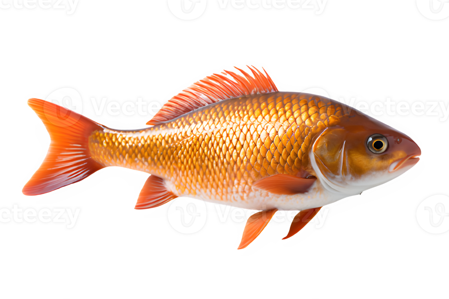 goldfish isolated on transparent background ,freshwater carp png ,generative ai