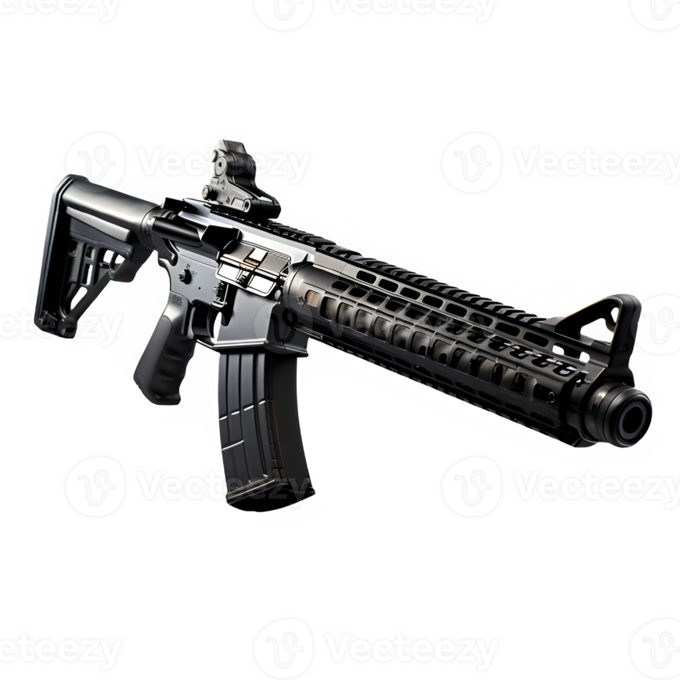rifle png ,machine gun weapon isolated on transparent background ,generative ai