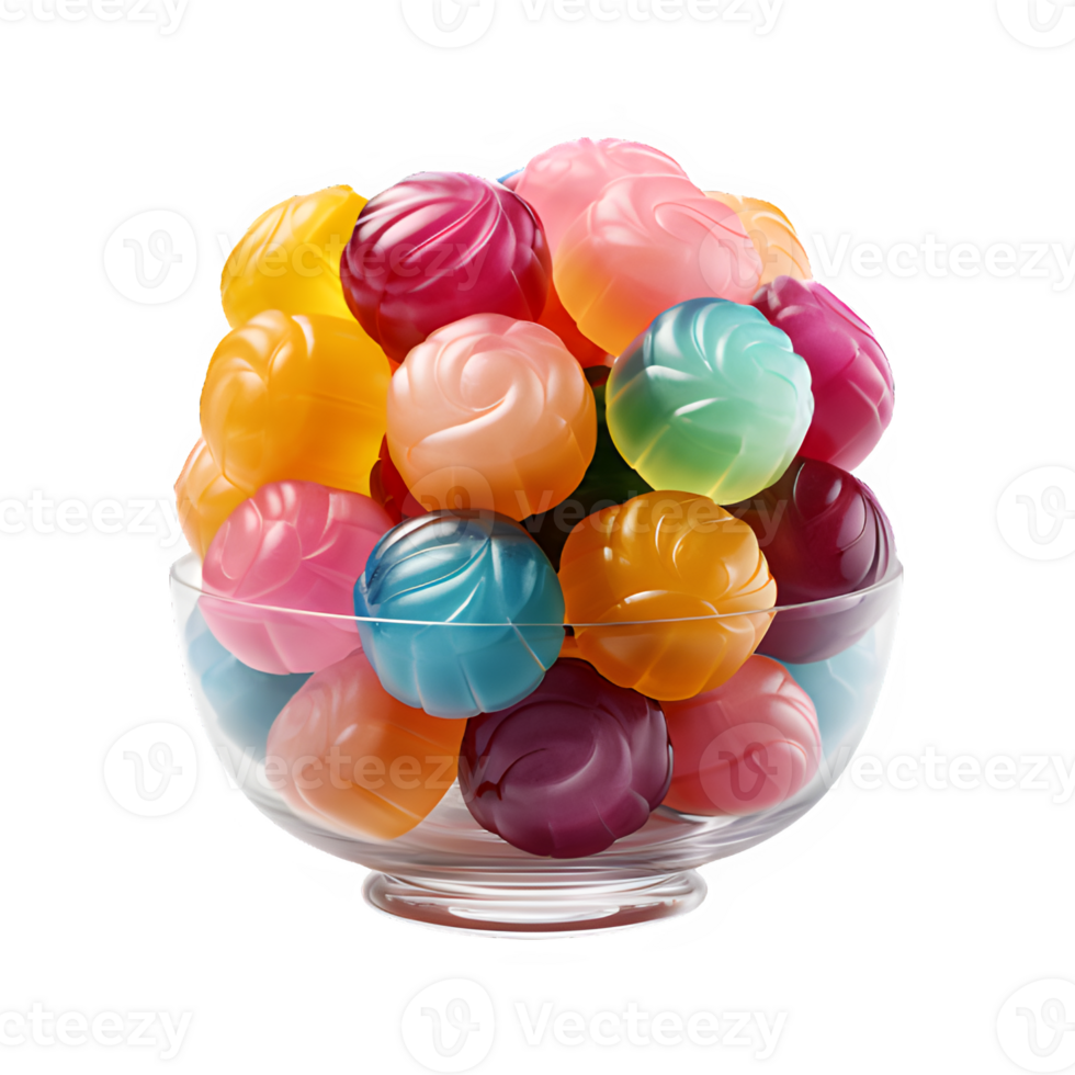 colorful jelly candies isolated on transparent background ,gummy candy png ,generative ai