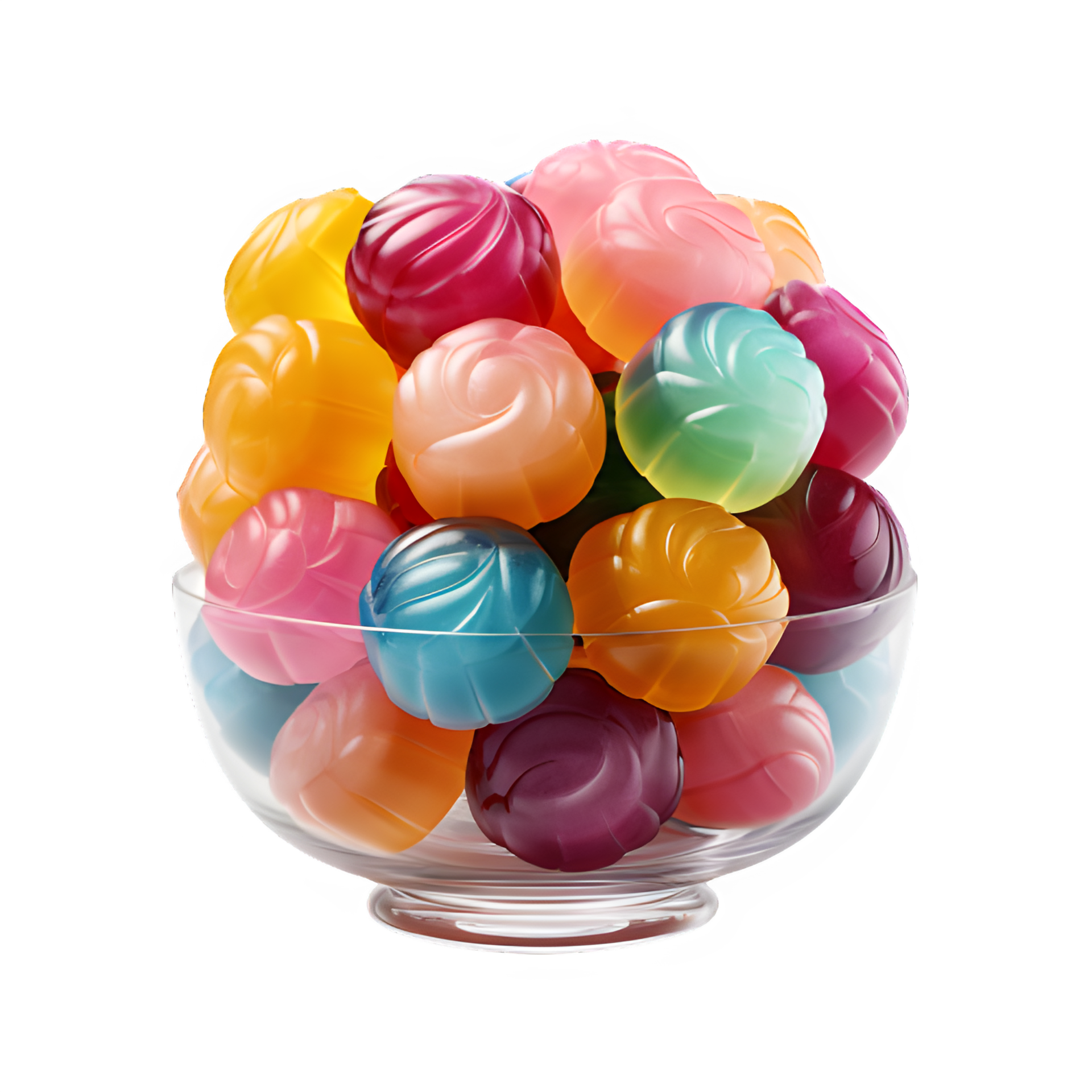 colorful jelly candies isolated on transparent background ,gummy candy png ,generative ai