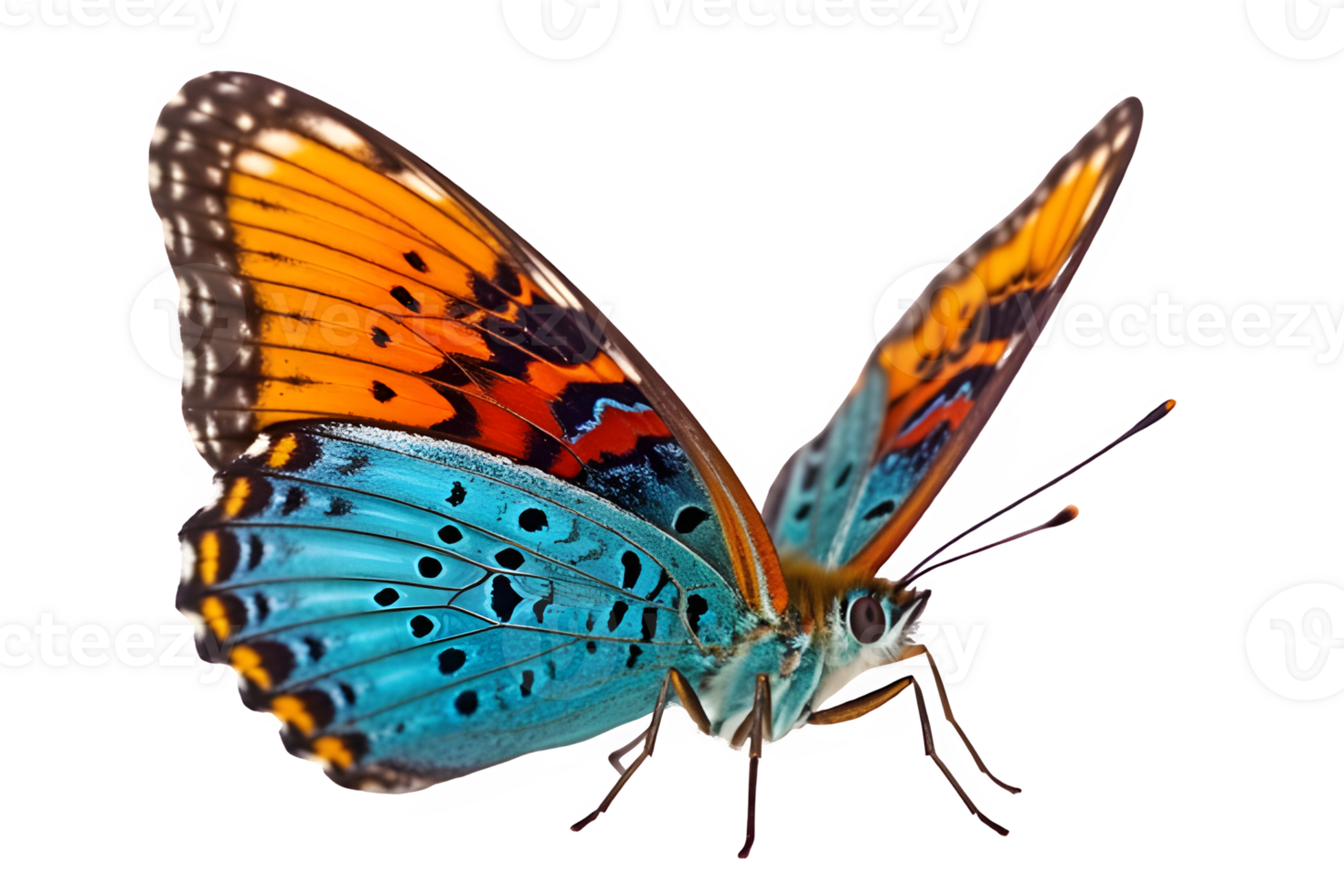 butterfly side view isolated on transparent background ,generative ai png