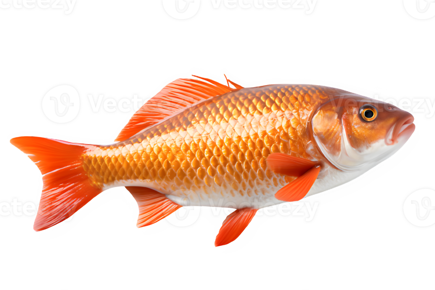 goldfish isolated on transparent background ,freshwater carp png ,generative ai