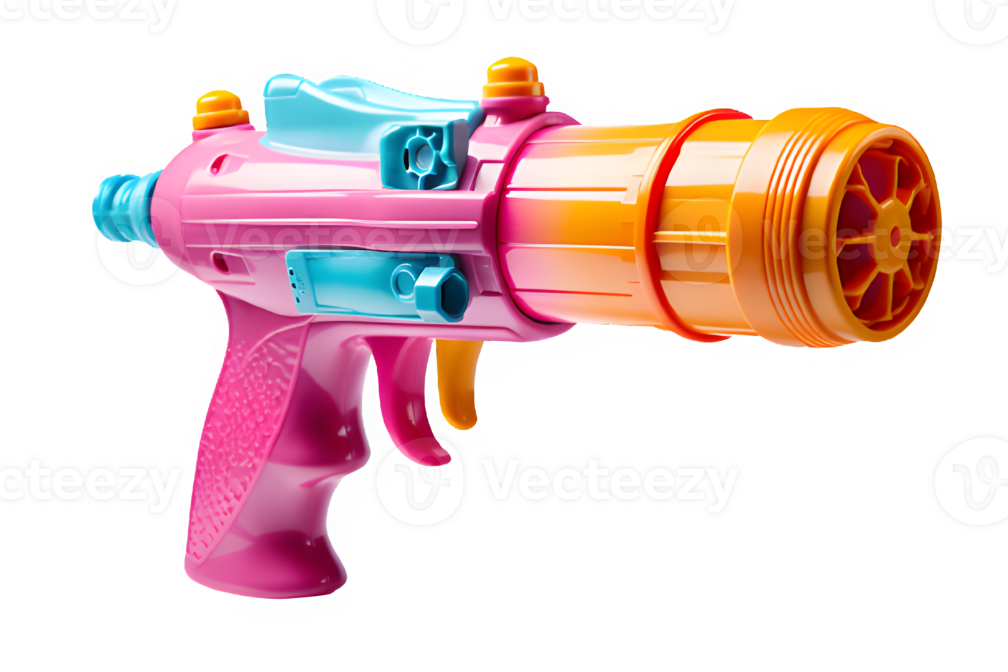 colorful water gun toy isolated on transparent background ,generative ai png