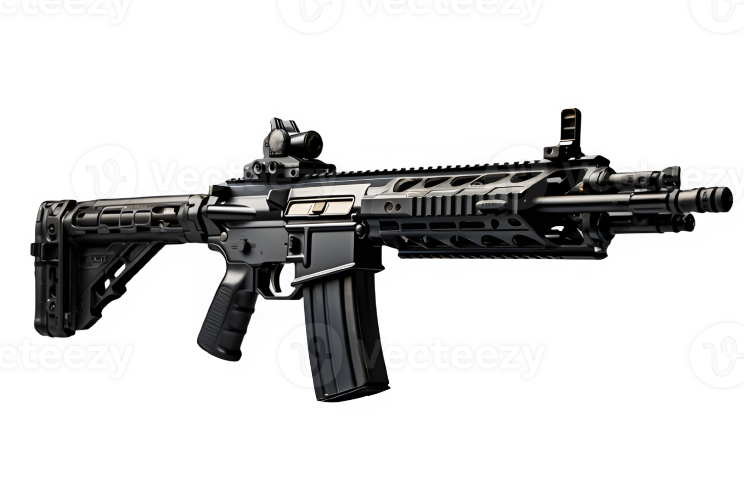 rifle png ,machine gun weapon isolated on transparent background ,generative ai