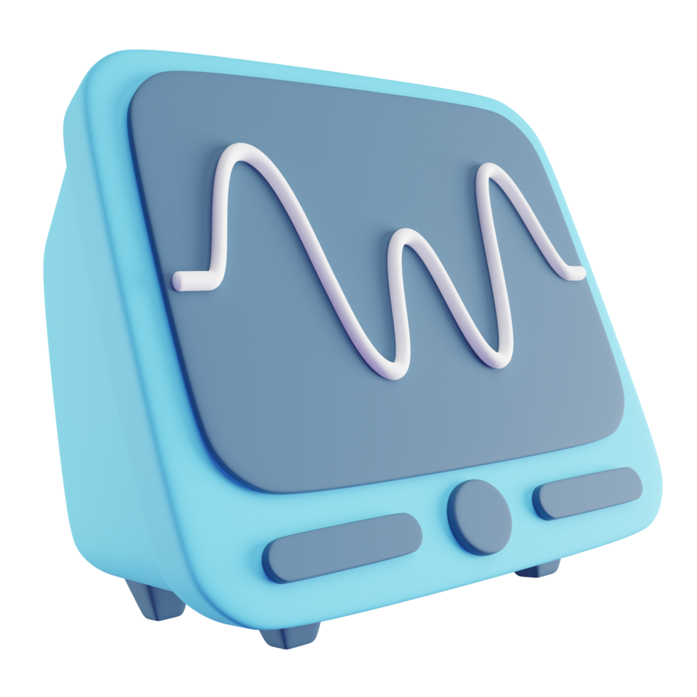 3d illustration de bleu ecg machine png