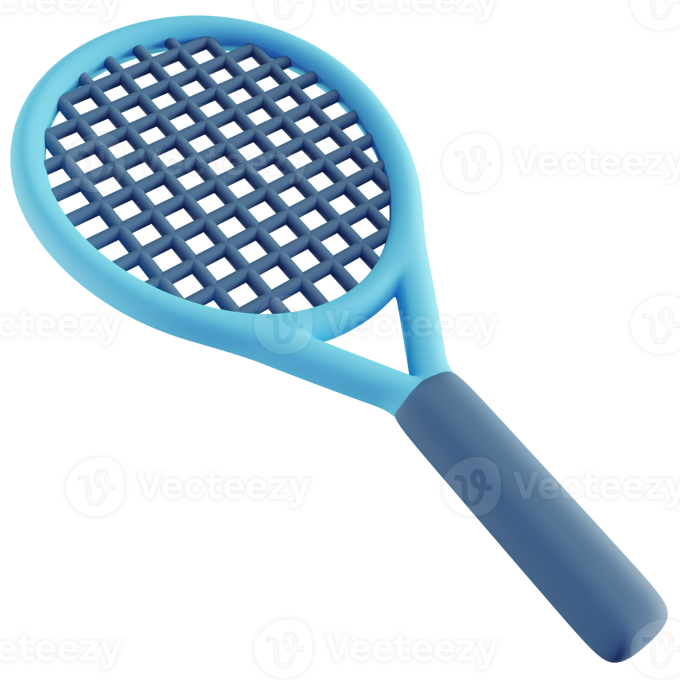 3D Illustration of Blue tennis Racket png