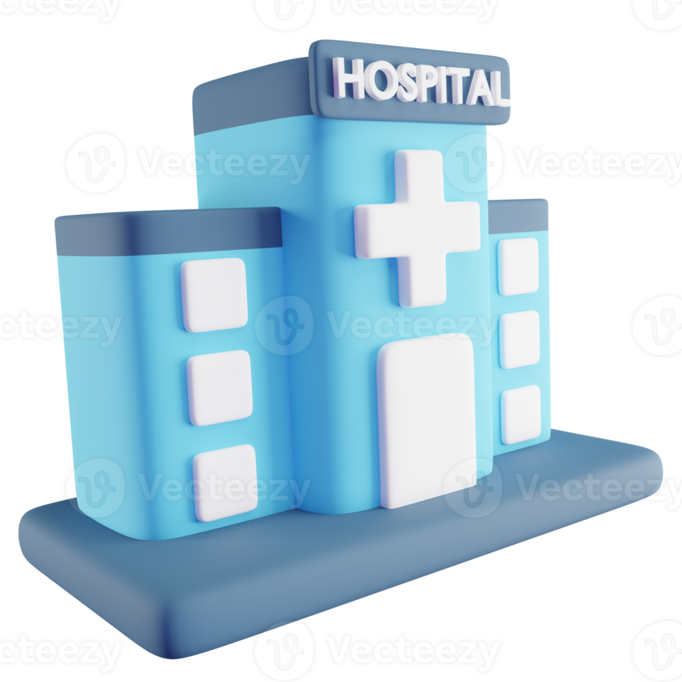 3D Illustration of Blue Hospital png