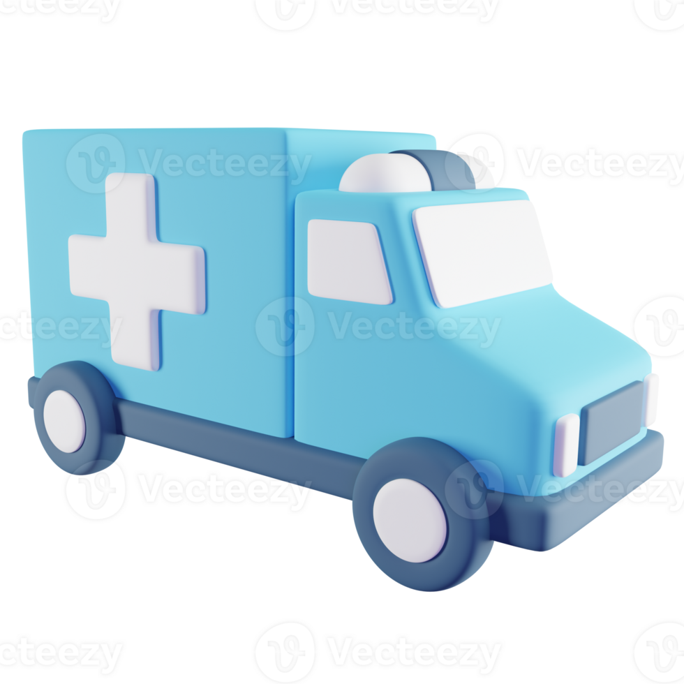 3D Illustration of Blue Ambulance png