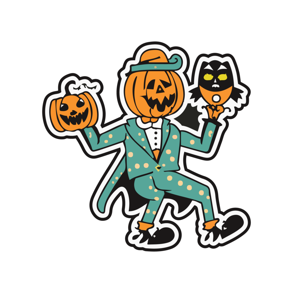 halloween stickers with pumpkins AI Generated 32480590 PNG