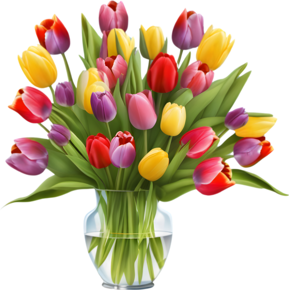 Bouquet of tulips in a jar. AI-Generated png