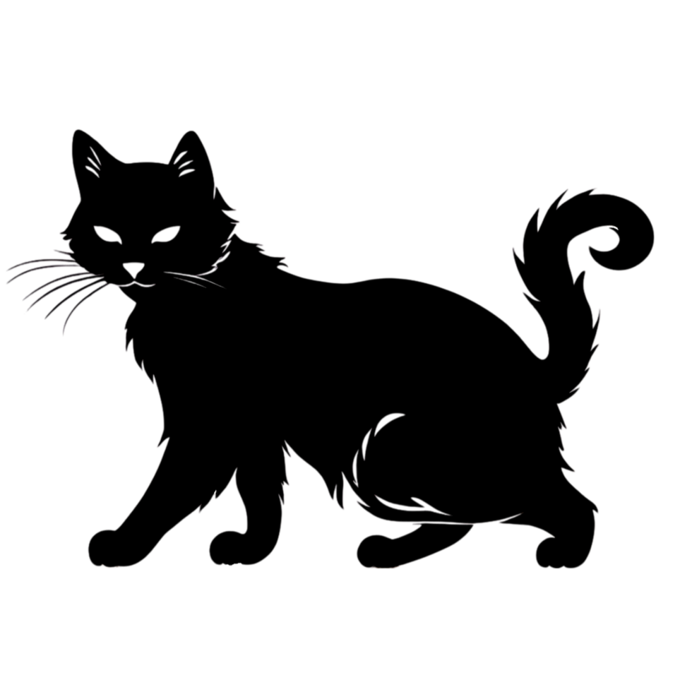 A drawing of a black cat. AI-Generated. png