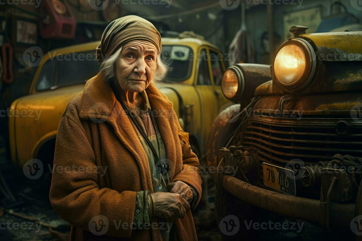 Independent Car mechanic woman garage. Generate Ai photo