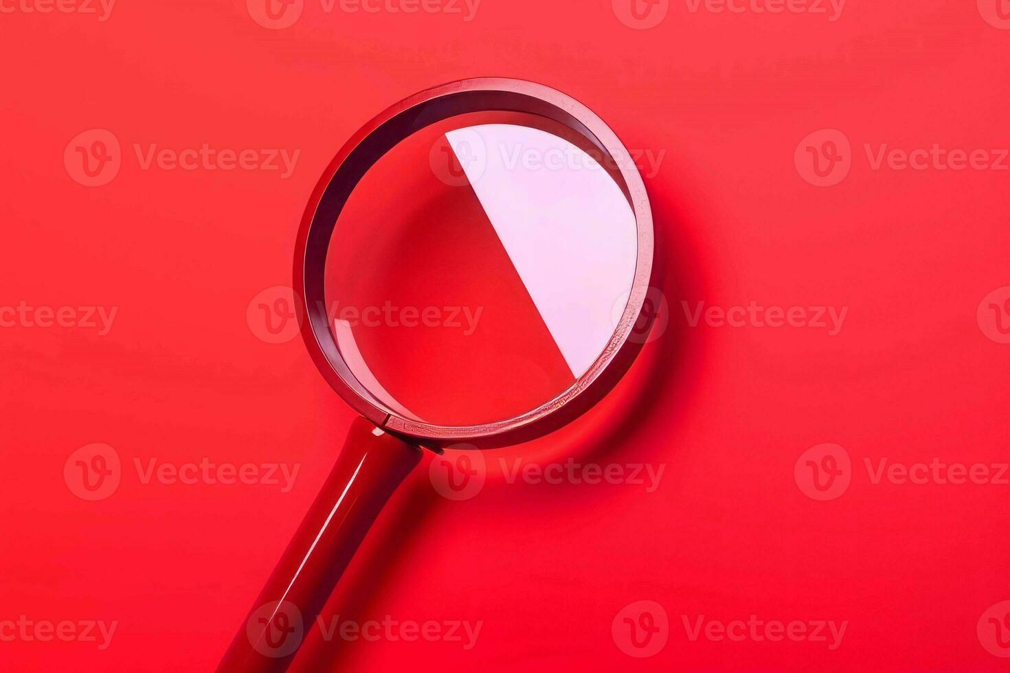 Magnifying glass tool on red background. Generate ai photo