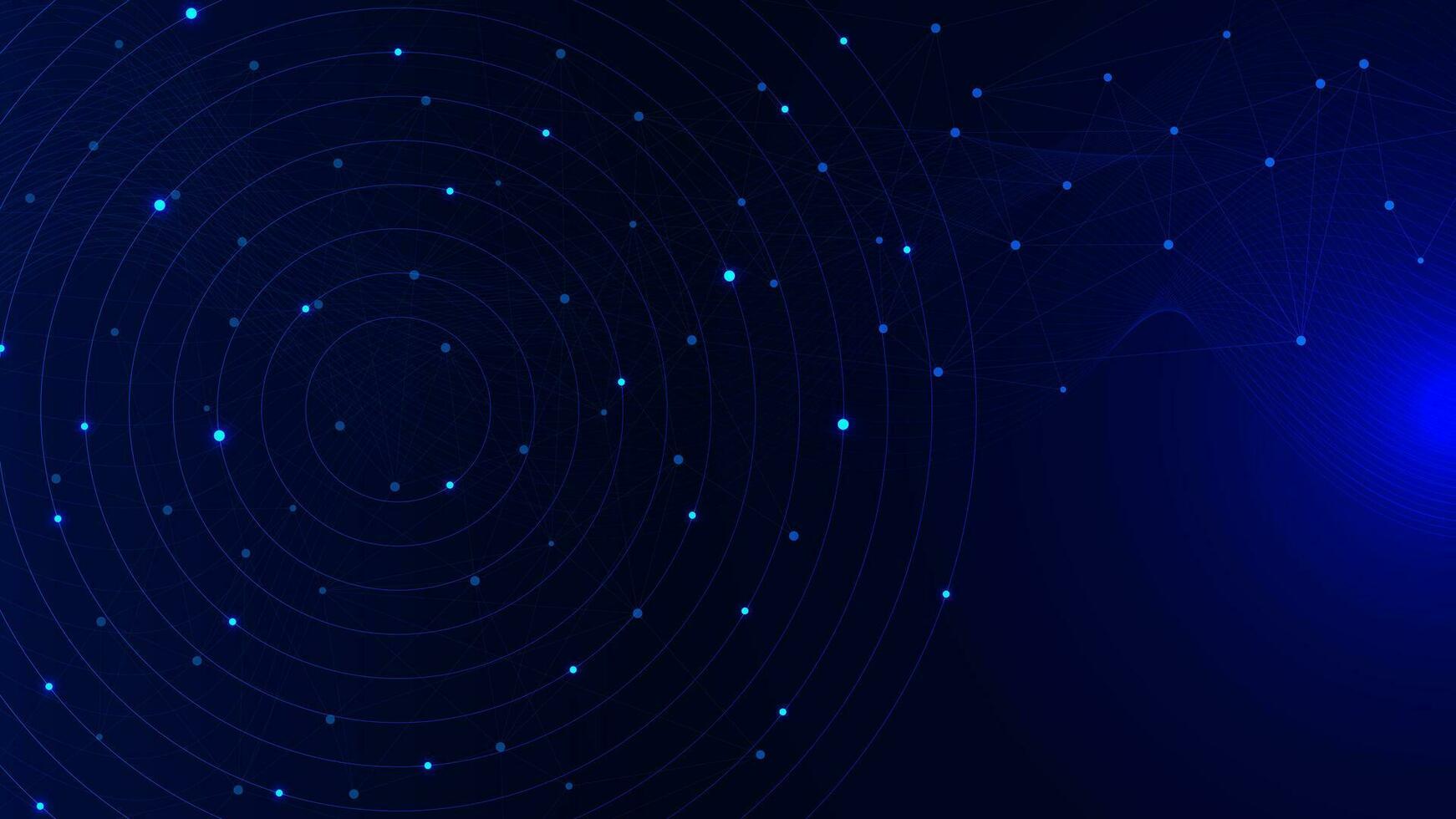 Abstract circle lines with polygon and wave flow for network connection and Big data visualization concept background. Vector illustration.