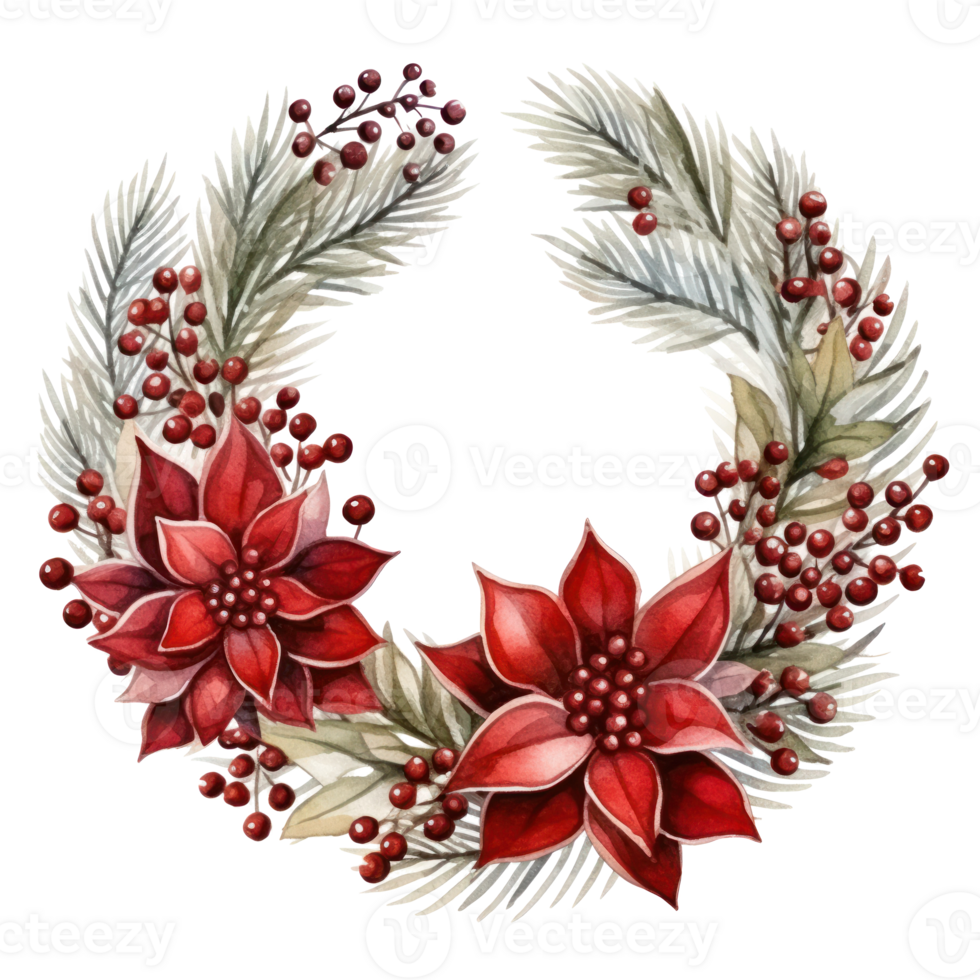 watercolor nice christmas thin wreath isolated png