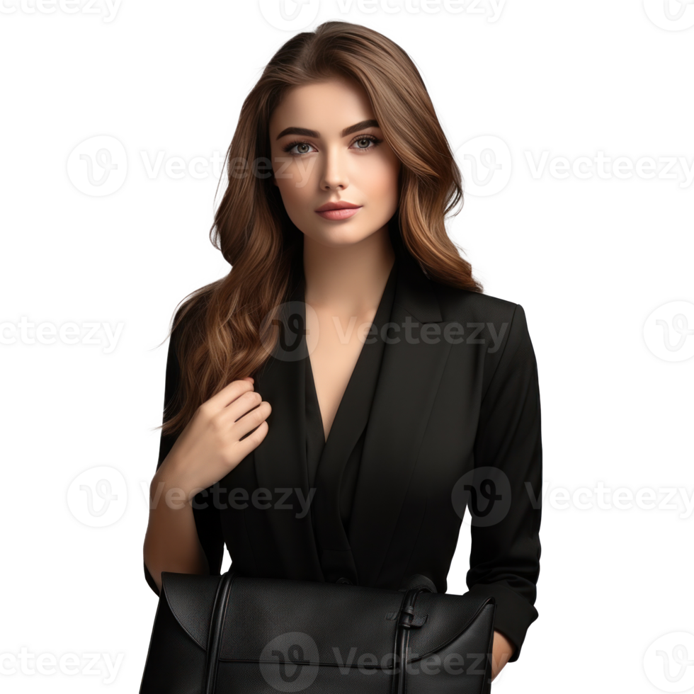 buautiful business woman in black wear isolated png