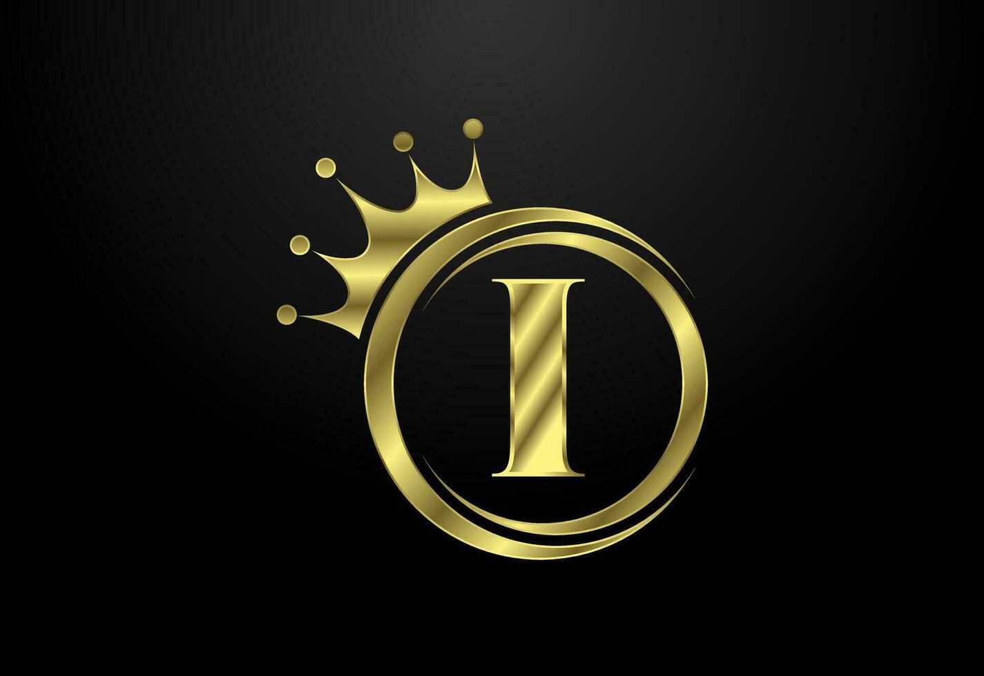 English alphabet I with a crown. Royal, King, queen luxury symbol. Font emblem. Vector illustration