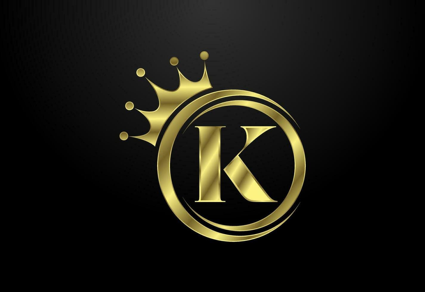 English alphabet K with a crown. Royal, King, queen luxury symbol. Font emblem. Vector illustration