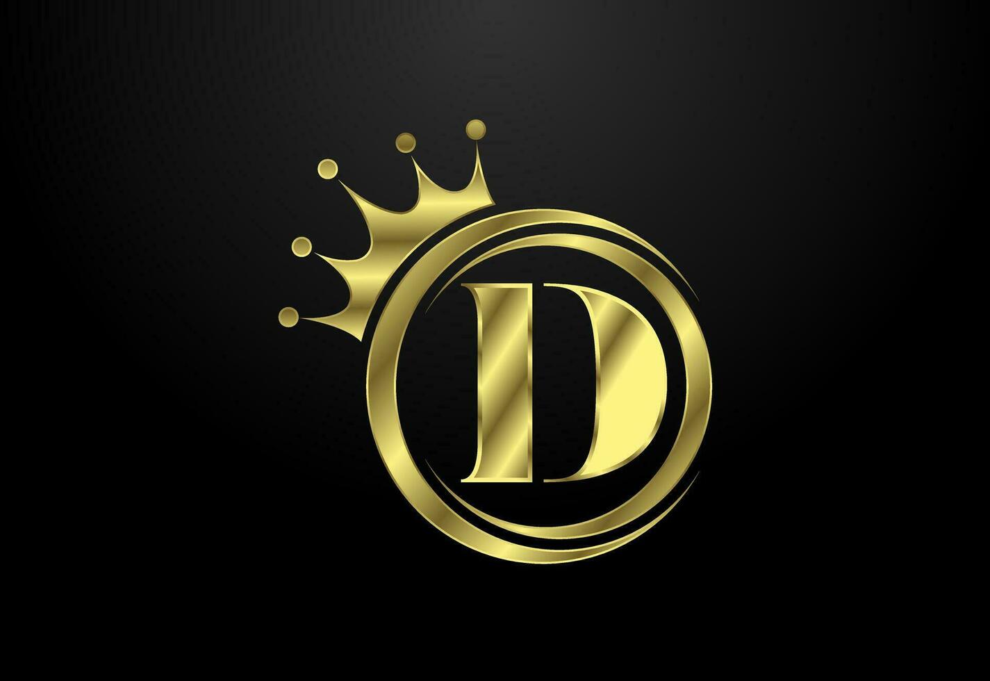 English alphabet D with a crown. Royal, King, queen luxury symbol. Font emblem. Vector illustration